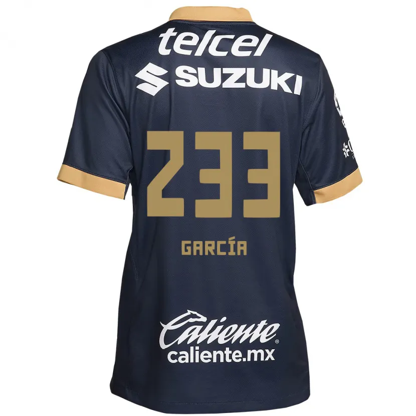 Danxen Niño Camiseta Carlos García #233 Obsidiana Dorada Blanca 2ª Equipación 2024/25 La Camisa