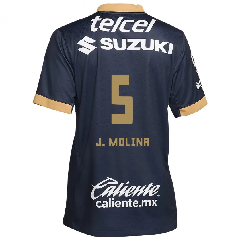 Danxen Niño Camiseta Jesús Molina #5 Obsidiana Dorada Blanca 2ª Equipación 2024/25 La Camisa