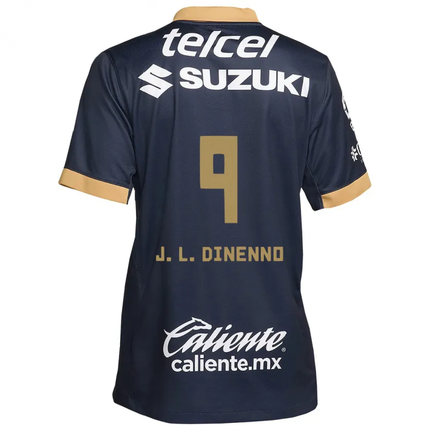 Danxen Niño Camiseta Juan Dinenno #9 Obsidiana Dorada Blanca 2ª Equipación 2024/25 La Camisa