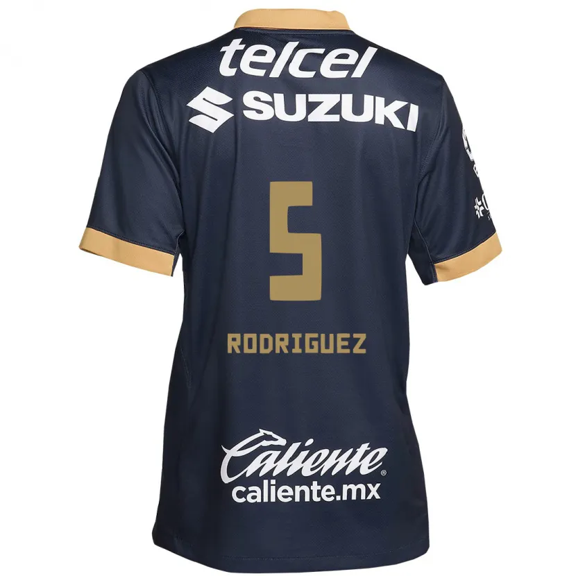 Danxen Niño Camiseta Jeronimo Rodriguez #5 Obsidiana Dorada Blanca 2ª Equipación 2024/25 La Camisa