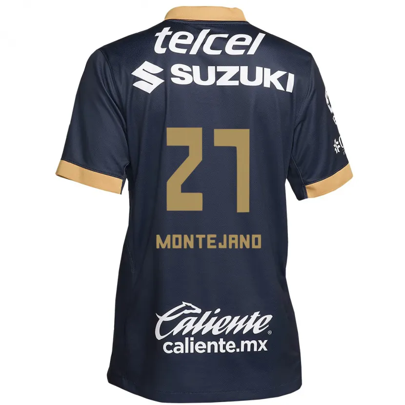 Danxen Niño Camiseta Emanuel Montejano #27 Obsidiana Dorada Blanca 2ª Equipación 2024/25 La Camisa