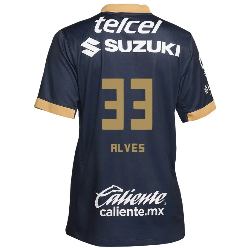 Danxen Niño Camiseta Dani Alves #33 Obsidiana Dorada Blanca 2ª Equipación 2024/25 La Camisa