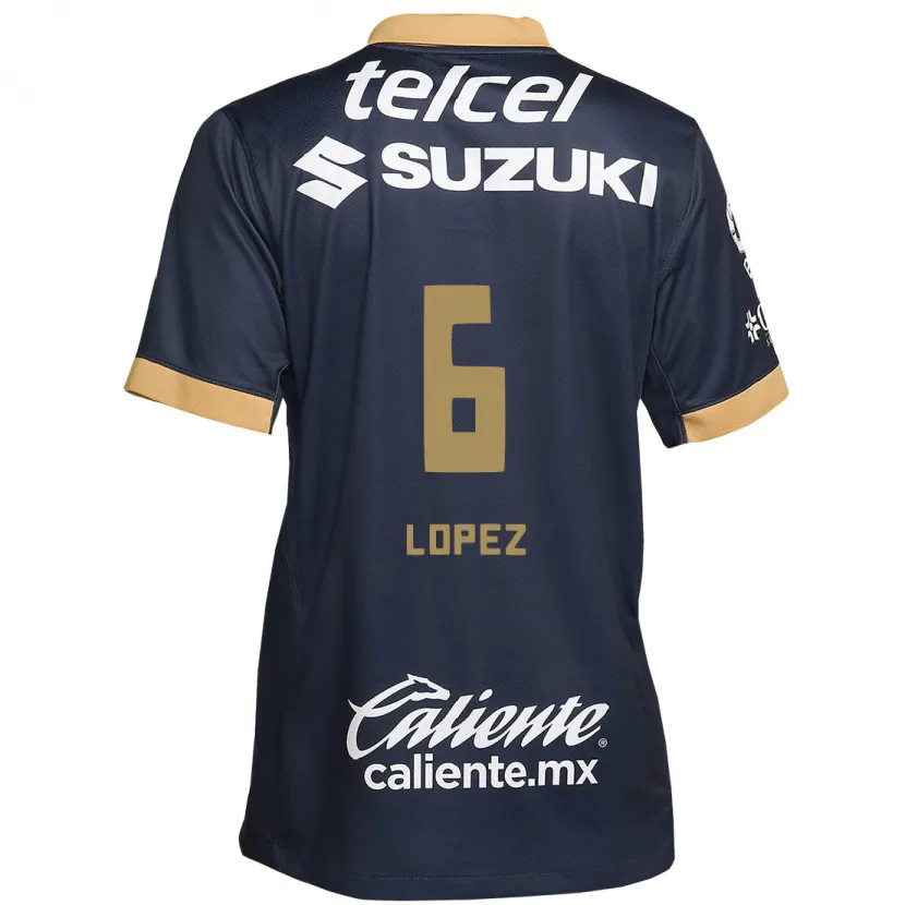 Danxen Niño Camiseta Nathalia Lopez #6 Obsidiana Dorada Blanca 2ª Equipación 2024/25 La Camisa