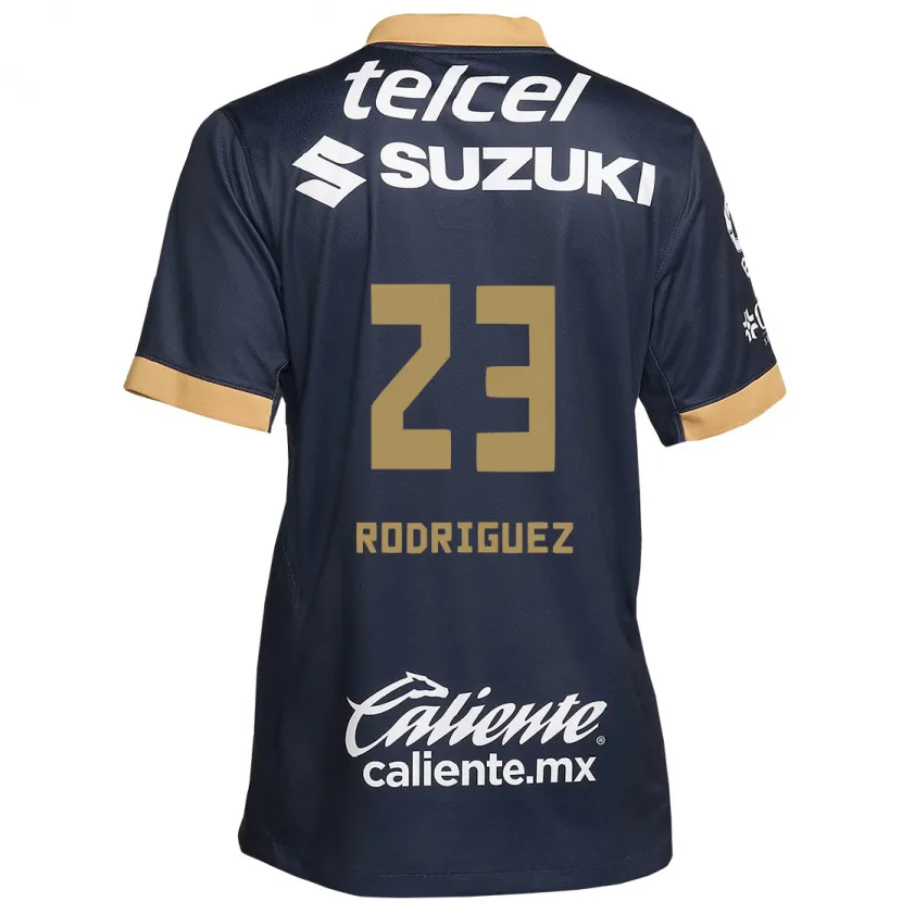 Danxen Niño Camiseta Catherine Rodriguez #23 Obsidiana Dorada Blanca 2ª Equipación 2024/25 La Camisa