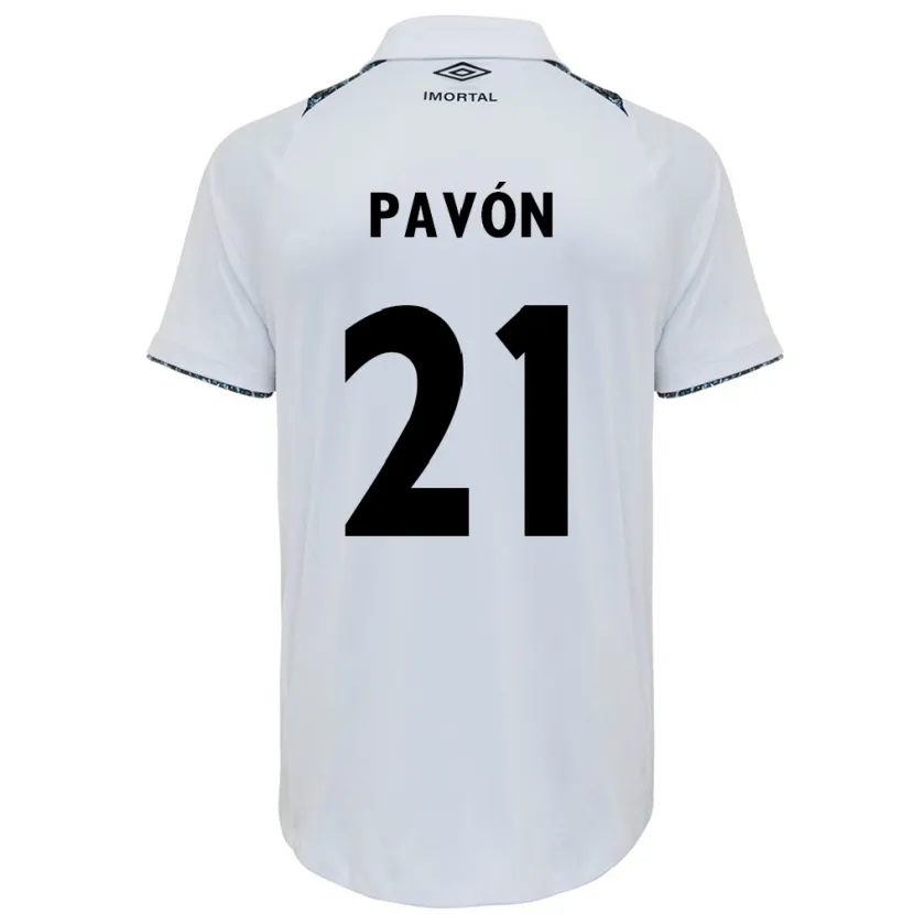 Danxen Niño Camiseta Cristian Pavón #21 Blanco Azul 2ª Equipación 2024/25 La Camisa