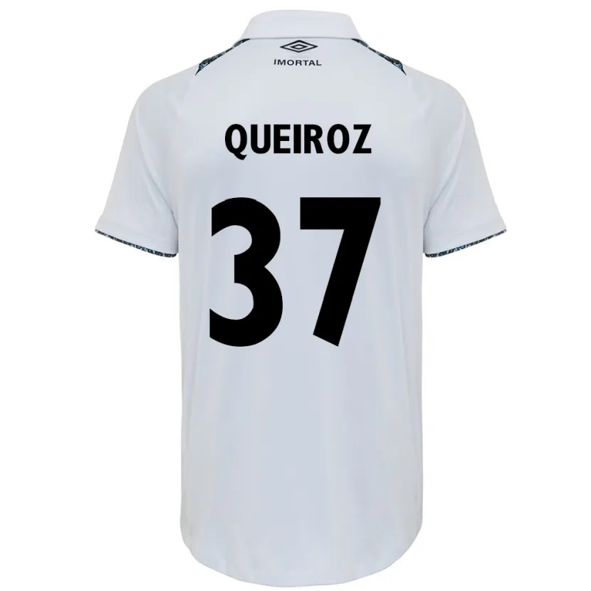 Danxen Niño Camiseta Du Queiroz #37 Blanco Azul 2ª Equipación 2024/25 La Camisa