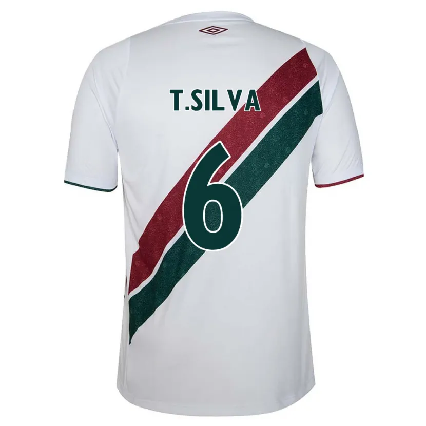 Danxen Niño Camiseta Thiago Silva #6 Blanco Verde Granate 2ª Equipación 2024/25 La Camisa