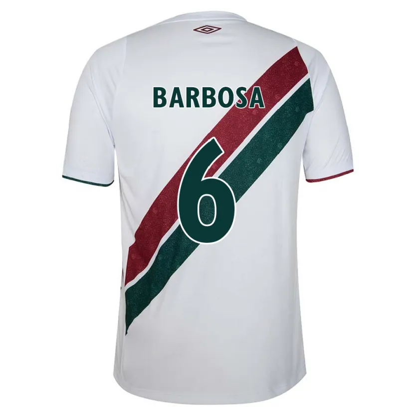 Danxen Niño Camiseta Diogo Barbosa #6 Blanco Verde Granate 2ª Equipación 2024/25 La Camisa