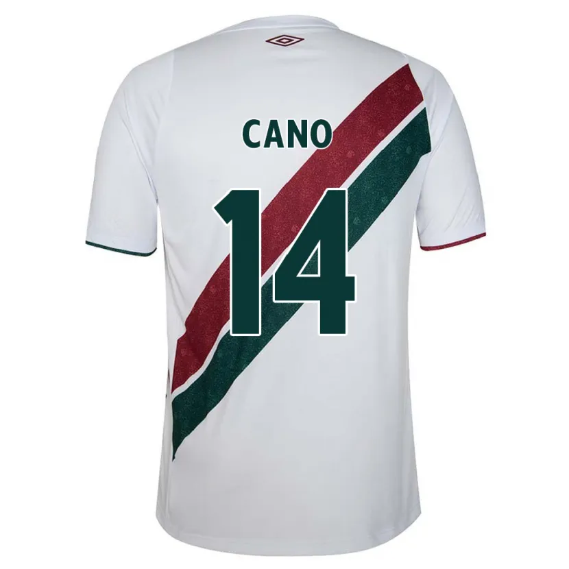 Danxen Niño Camiseta Germán Cano #14 Blanco Verde Granate 2ª Equipación 2024/25 La Camisa