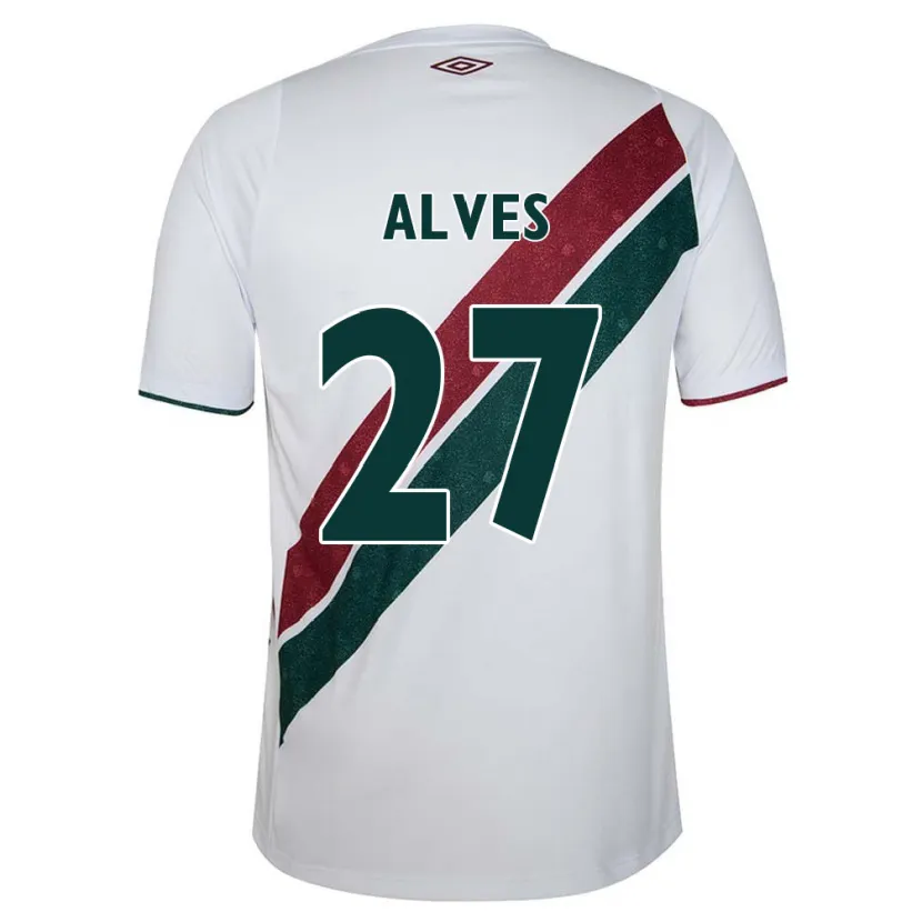 Danxen Niño Camiseta Felipe Alves #27 Blanco Verde Granate 2ª Equipación 2024/25 La Camisa