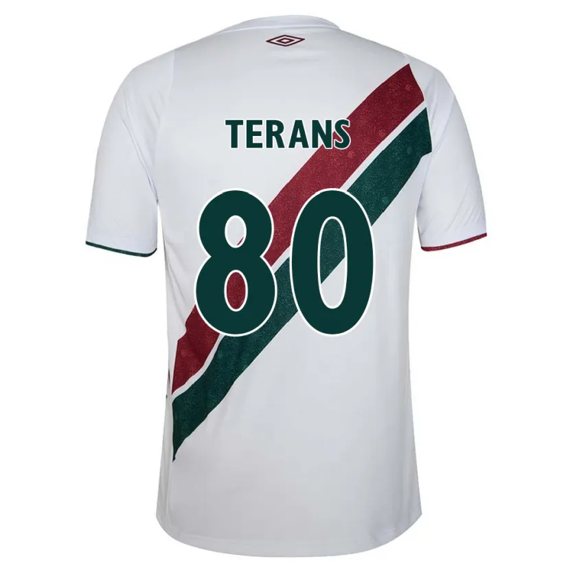 Danxen Niño Camiseta David Terans #80 Blanco Verde Granate 2ª Equipación 2024/25 La Camisa