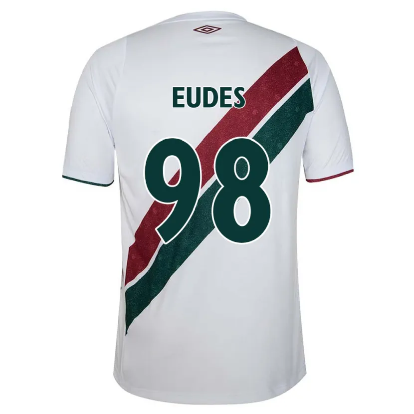 Danxen Niño Camiseta Vitor Eudes #98 Blanco Verde Granate 2ª Equipación 2024/25 La Camisa