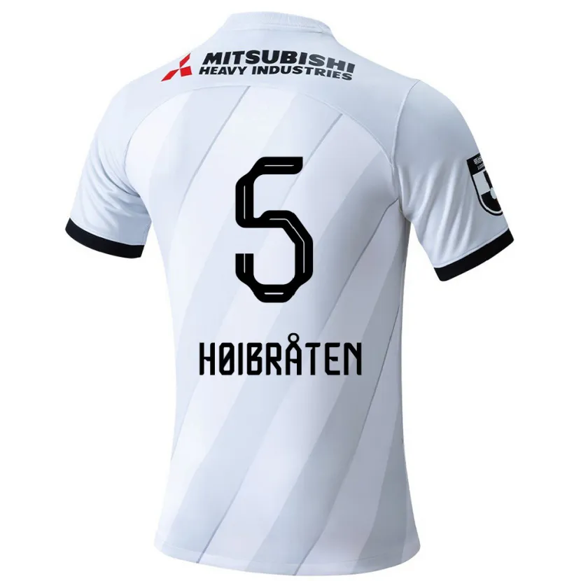 Danxen Niño Camiseta Marius Høibråten #5 Gris Blanco 2ª Equipación 2024/25 La Camisa