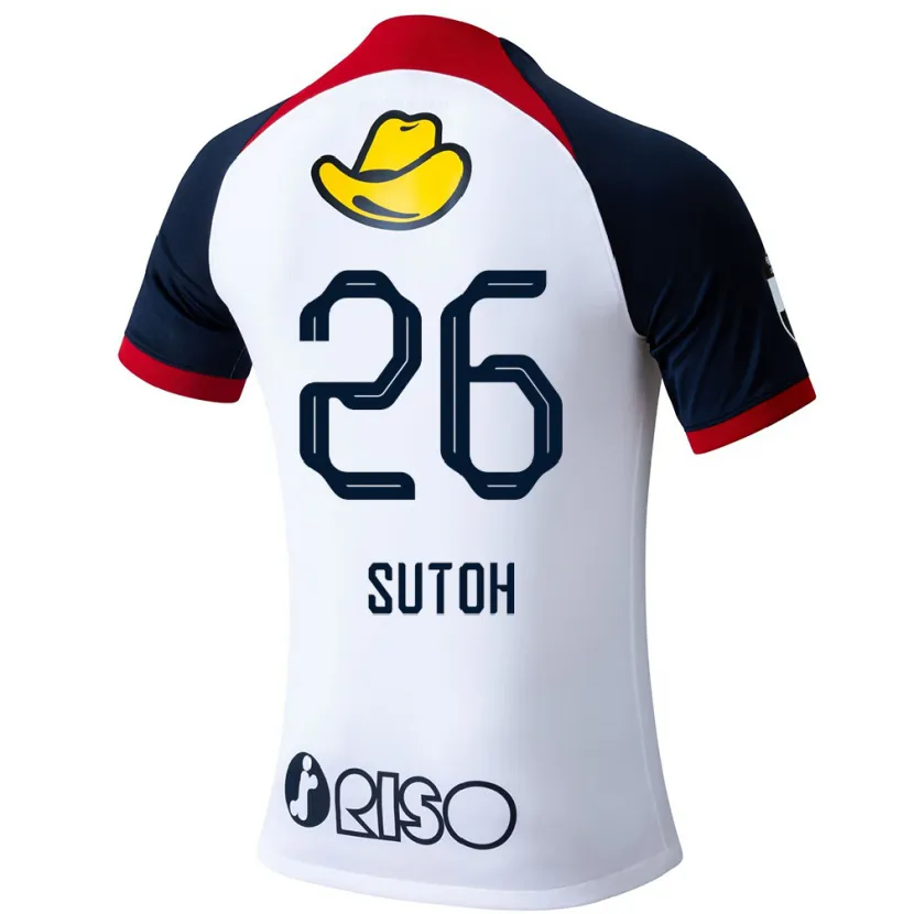 Danxen Niño Camiseta Naoki Suto #26 Blanco Azul Rojo 2ª Equipación 2024/25 La Camisa