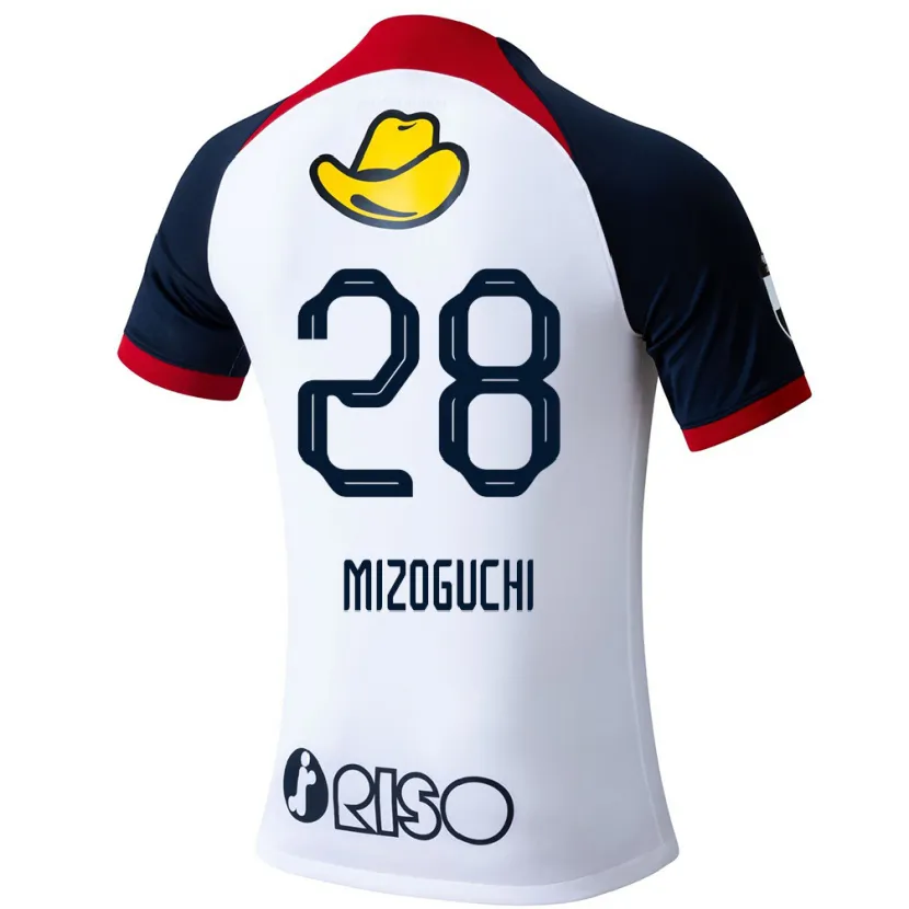 Danxen Niño Camiseta Shuhei Mizoguchi #28 Blanco Azul Rojo 2ª Equipación 2024/25 La Camisa