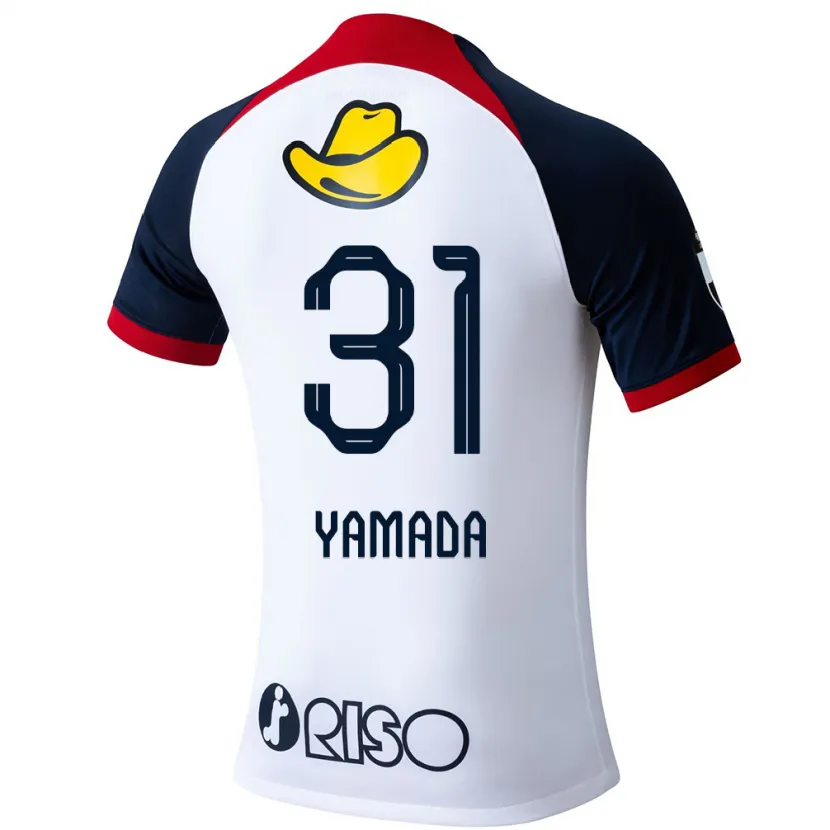 Danxen Niño Camiseta Taiki Yamada #31 Blanco Azul Rojo 2ª Equipación 2024/25 La Camisa