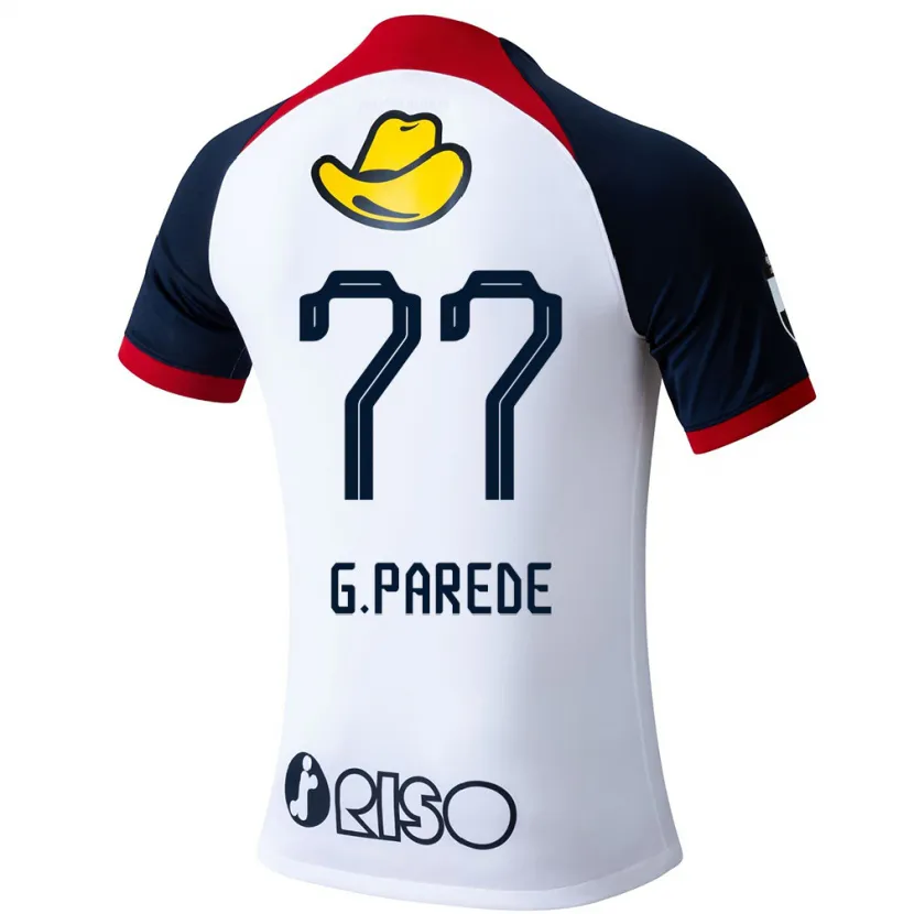 Danxen Niño Camiseta Guilherme Parede #77 Blanco Azul Rojo 2ª Equipación 2024/25 La Camisa