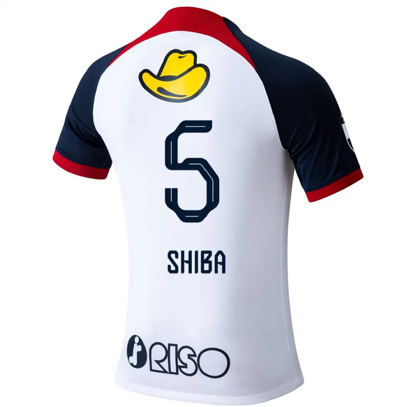 Danxen Niño Camiseta Rikuto Shiba #5 Blanco Azul Rojo 2ª Equipación 2024/25 La Camisa