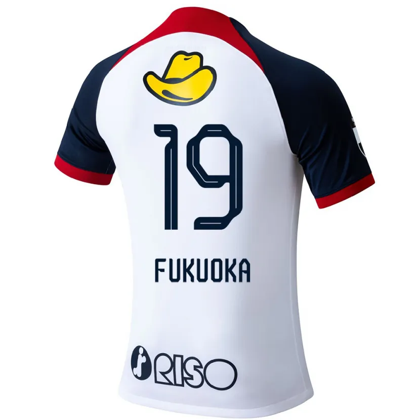 Danxen Niño Camiseta Yuwa Fukuoka #19 Blanco Azul Rojo 2ª Equipación 2024/25 La Camisa