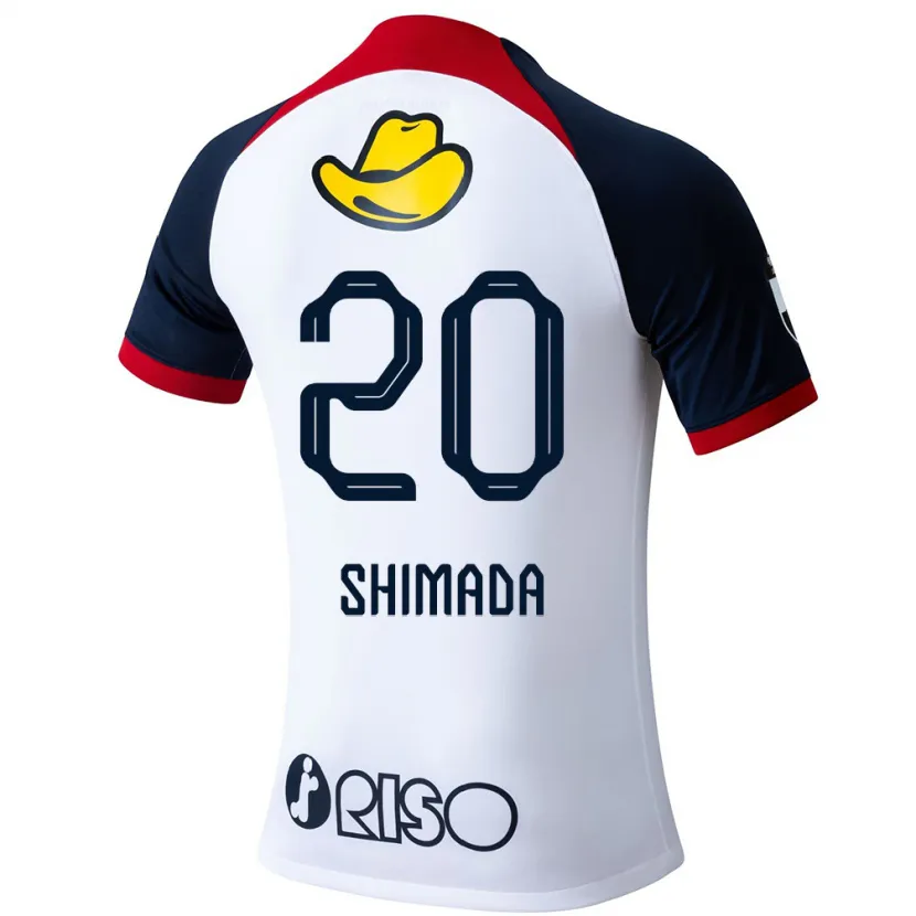 Danxen Niño Camiseta Victor Shimada #20 Blanco Azul Rojo 2ª Equipación 2024/25 La Camisa