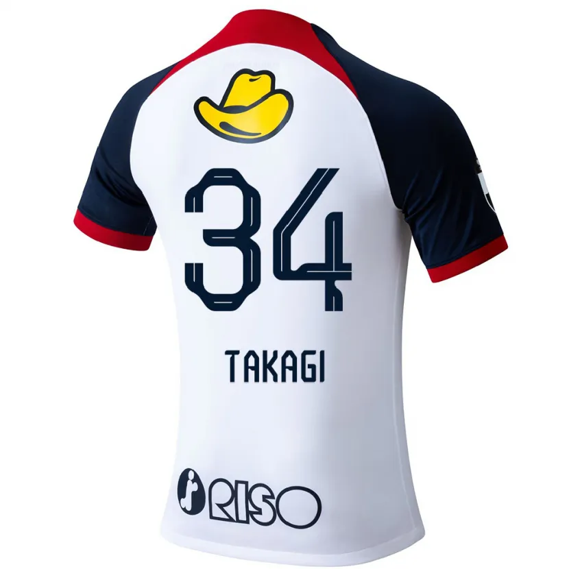 Danxen Niño Camiseta Haruto Takagi #34 Blanco Azul Rojo 2ª Equipación 2024/25 La Camisa