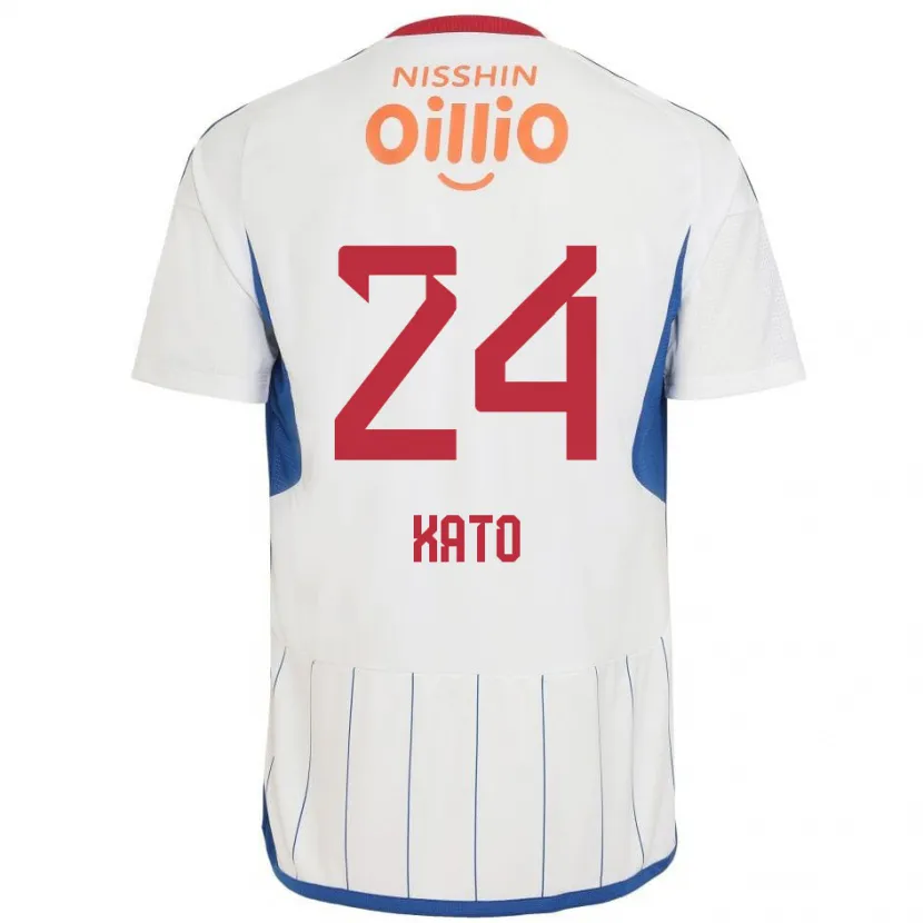 Danxen Niño Camiseta Hijiri Kato #24 Blanco Azul Rojo 2ª Equipación 2024/25 La Camisa