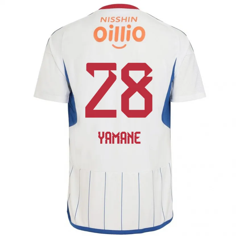 Danxen Niño Camiseta Riku Yamane #28 Blanco Azul Rojo 2ª Equipación 2024/25 La Camisa