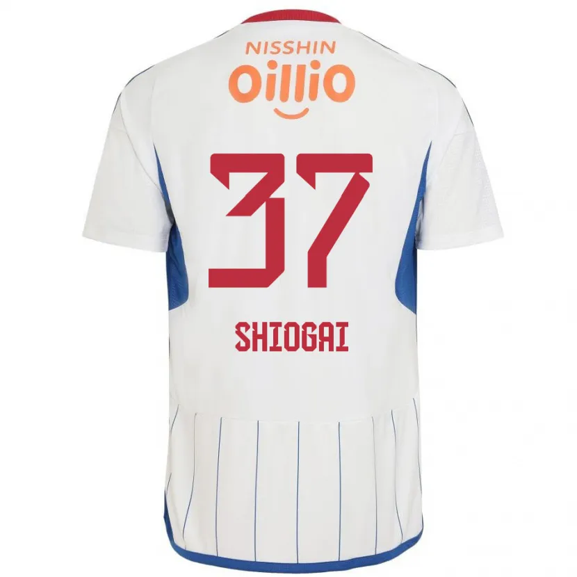 Danxen Niño Camiseta Kento Shiogai #37 Blanco Azul Rojo 2ª Equipación 2024/25 La Camisa