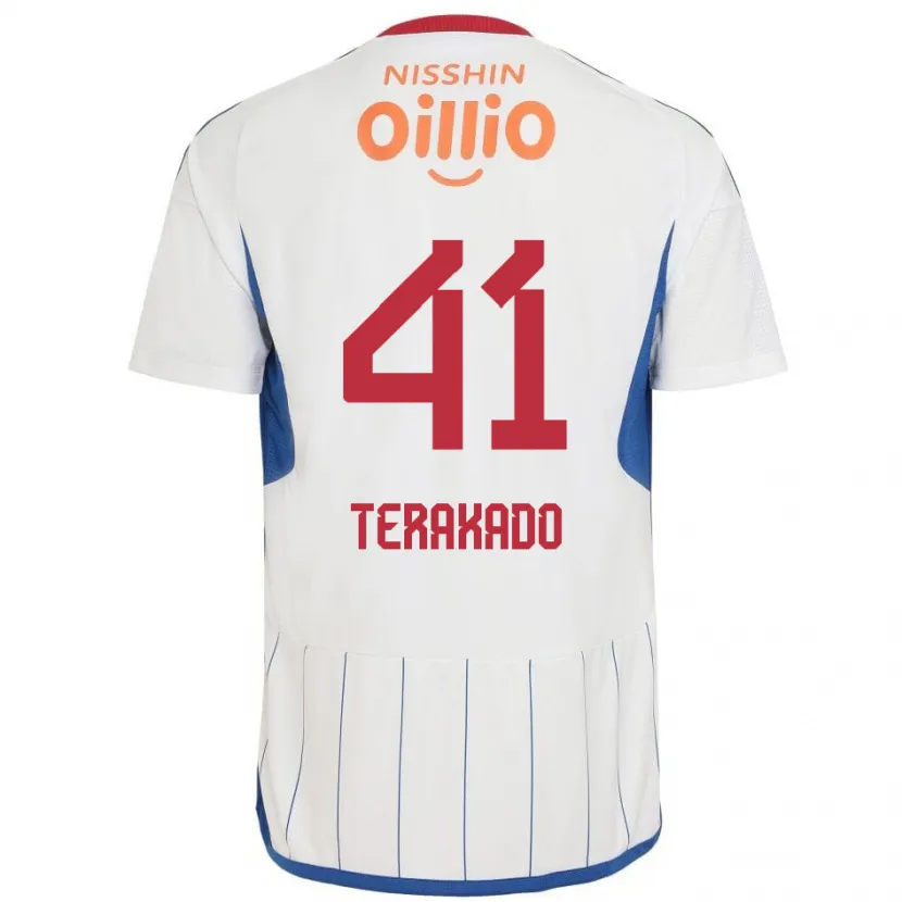 Danxen Niño Camiseta Riku Terakado #41 Blanco Azul Rojo 2ª Equipación 2024/25 La Camisa