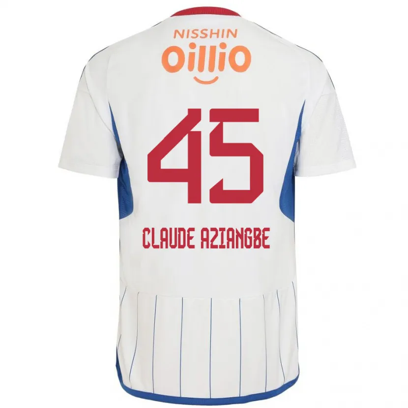 Danxen Niño Camiseta Jean Claude Aziangbe #45 Blanco Azul Rojo 2ª Equipación 2024/25 La Camisa