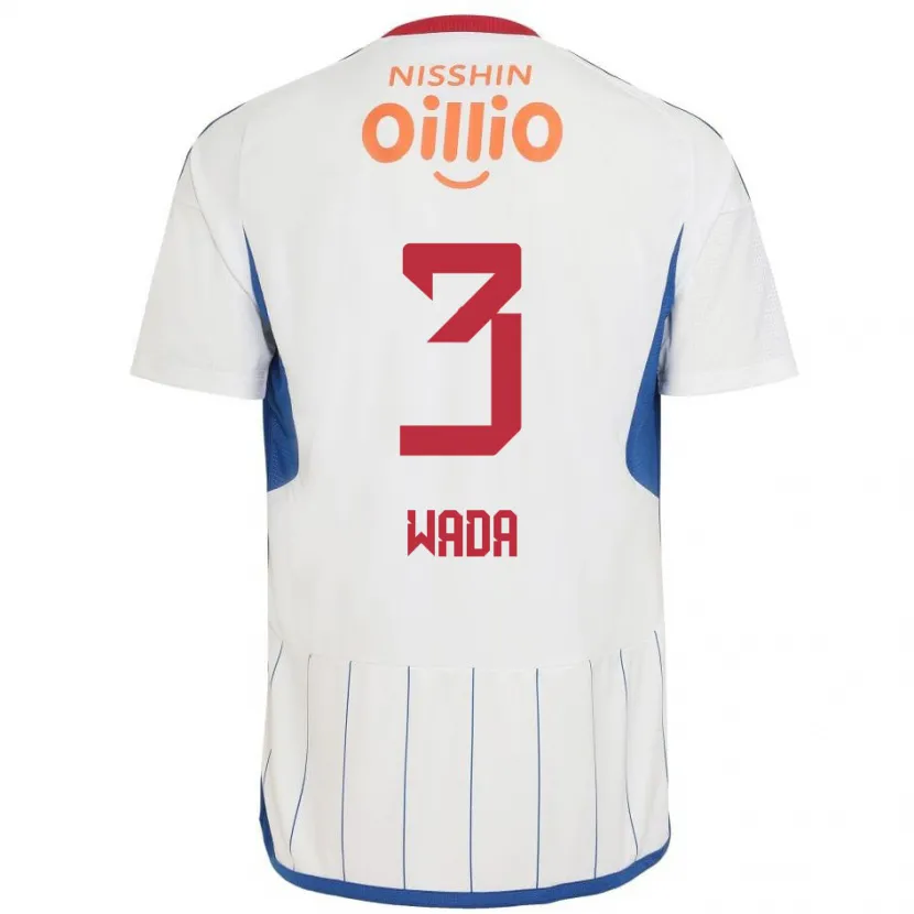 Danxen Niño Camiseta Yusei Wada #3 Blanco Azul Rojo 2ª Equipación 2024/25 La Camisa