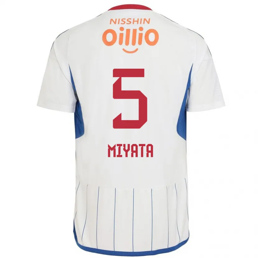 Danxen Niño Camiseta Haru Miyata #5 Blanco Azul Rojo 2ª Equipación 2024/25 La Camisa