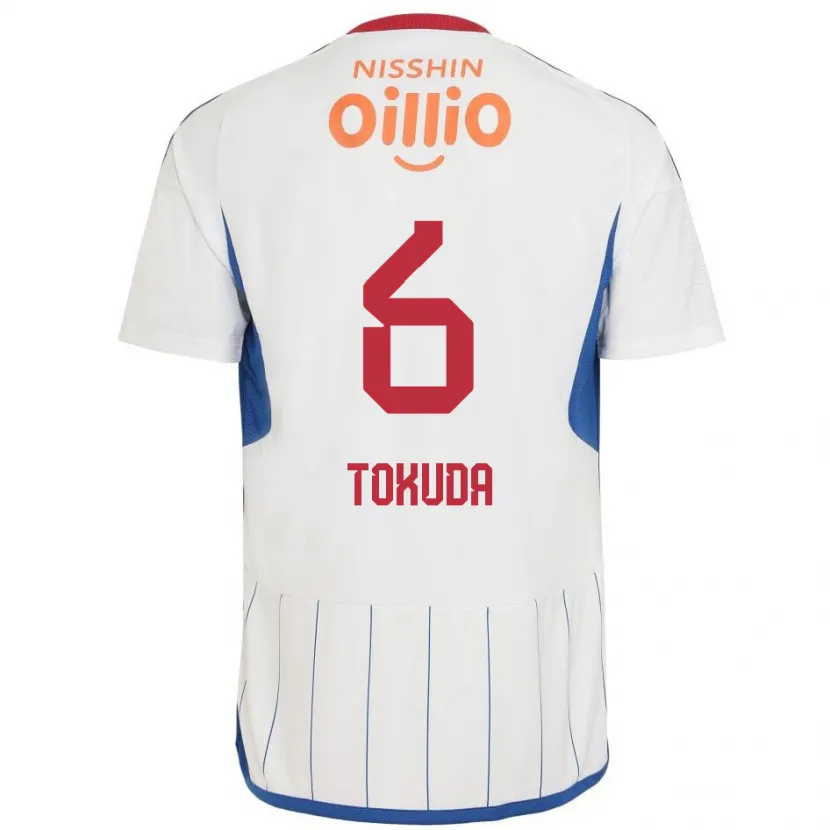 Danxen Niño Camiseta Yuma Tokuda #6 Blanco Azul Rojo 2ª Equipación 2024/25 La Camisa