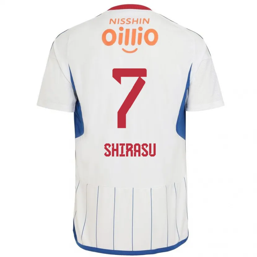 Danxen Niño Camiseta Kento Shirasu #7 Blanco Azul Rojo 2ª Equipación 2024/25 La Camisa