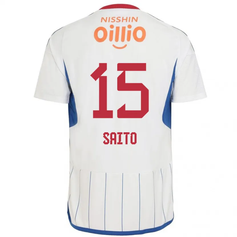 Danxen Niño Camiseta Haru Saito #15 Blanco Azul Rojo 2ª Equipación 2024/25 La Camisa