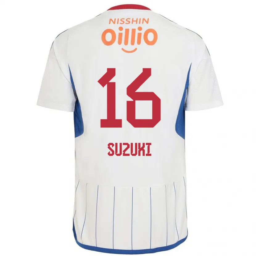 Danxen Niño Camiseta Kai Suzuki #16 Blanco Azul Rojo 2ª Equipación 2024/25 La Camisa