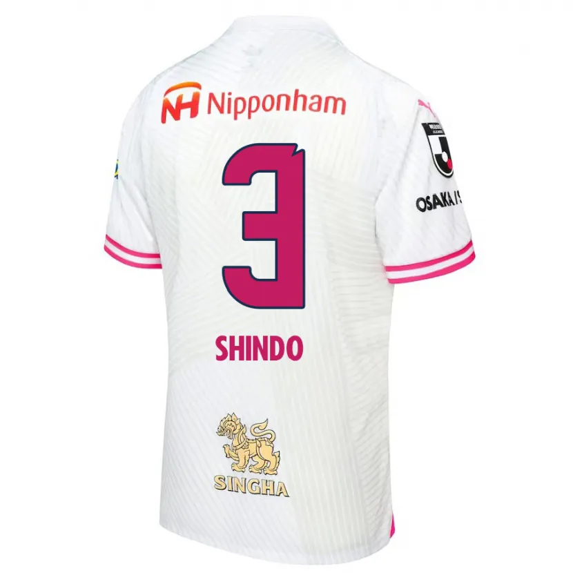 Danxen Niño Camiseta Ryosuke Shindo #3 Blanco Rosa 2ª Equipación 2024/25 La Camisa