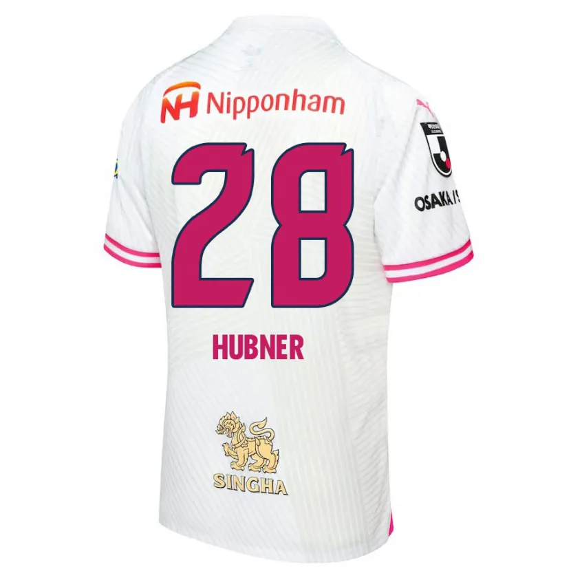 Danxen Niño Camiseta Justin Hubner #28 Blanco Rosa 2ª Equipación 2024/25 La Camisa