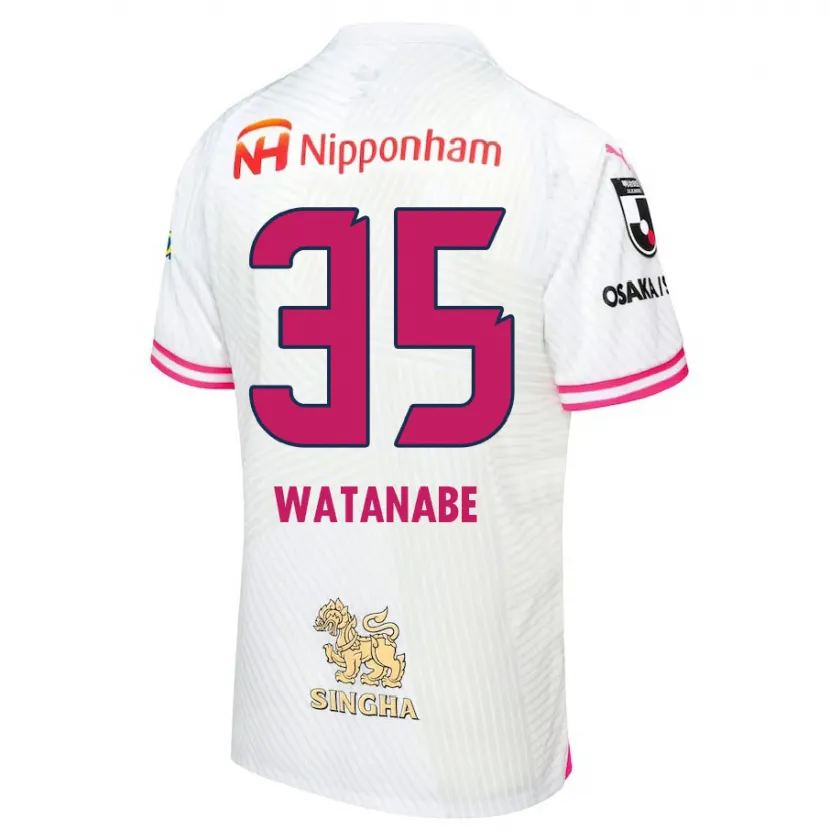 Danxen Niño Camiseta Ryo Watanabe #35 Blanco Rosa 2ª Equipación 2024/25 La Camisa