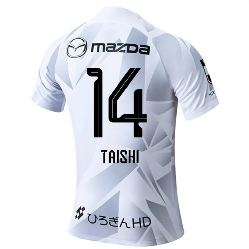 Danxen Niño Camiseta Taishi Matsumoto #14 Blanco Gris Negro 2ª Equipación 2024/25 La Camisa