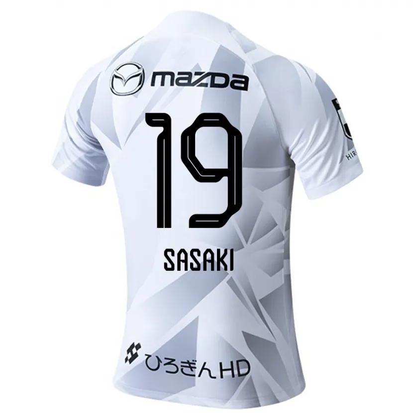 Danxen Niño Camiseta Sho Sasaki #19 Blanco Gris Negro 2ª Equipación 2024/25 La Camisa