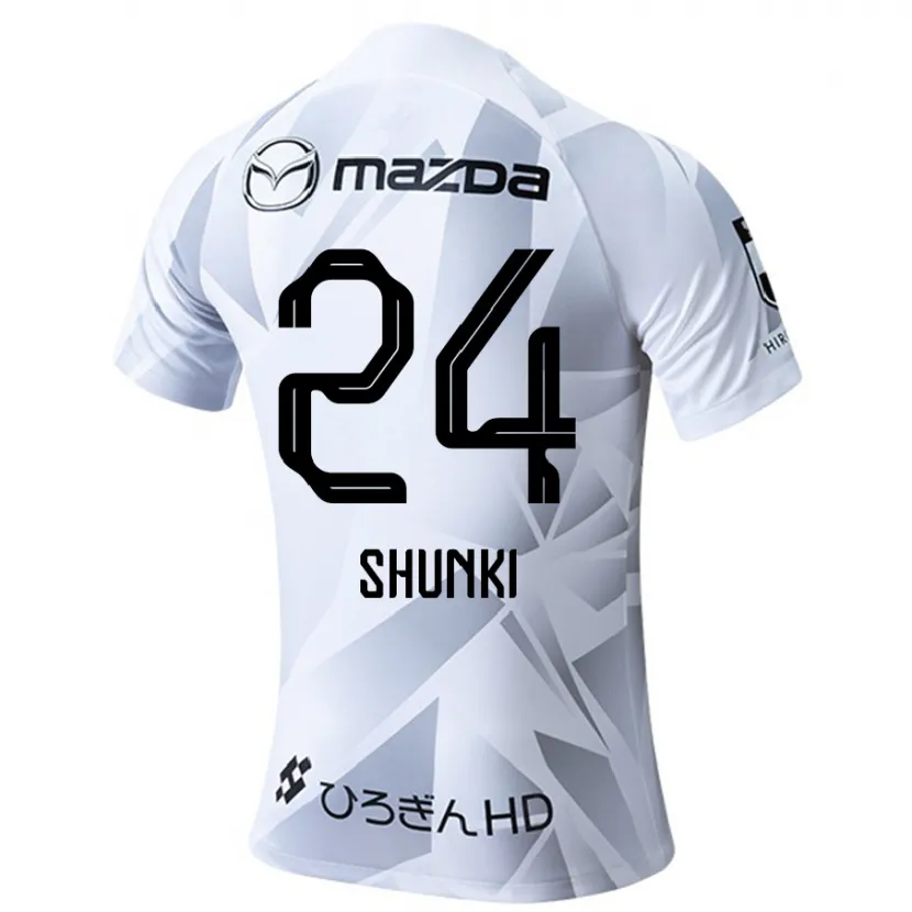 Danxen Niño Camiseta Shunki Higashi #24 Blanco Gris Negro 2ª Equipación 2024/25 La Camisa