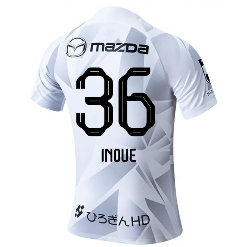 Danxen Niño Camiseta Aren Inoue #36 Blanco Gris Negro 2ª Equipación 2024/25 La Camisa