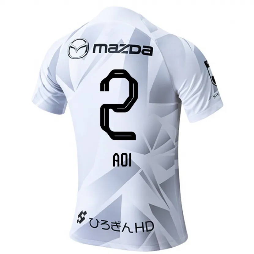 Danxen Niño Camiseta Yutaro Aoi #2 Blanco Gris Negro 2ª Equipación 2024/25 La Camisa