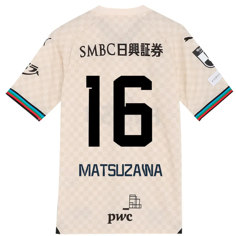 Danxen Niño Camiseta Naoto Matsuzawa #16 Blanco Gris 2ª Equipación 2024/25 La Camisa