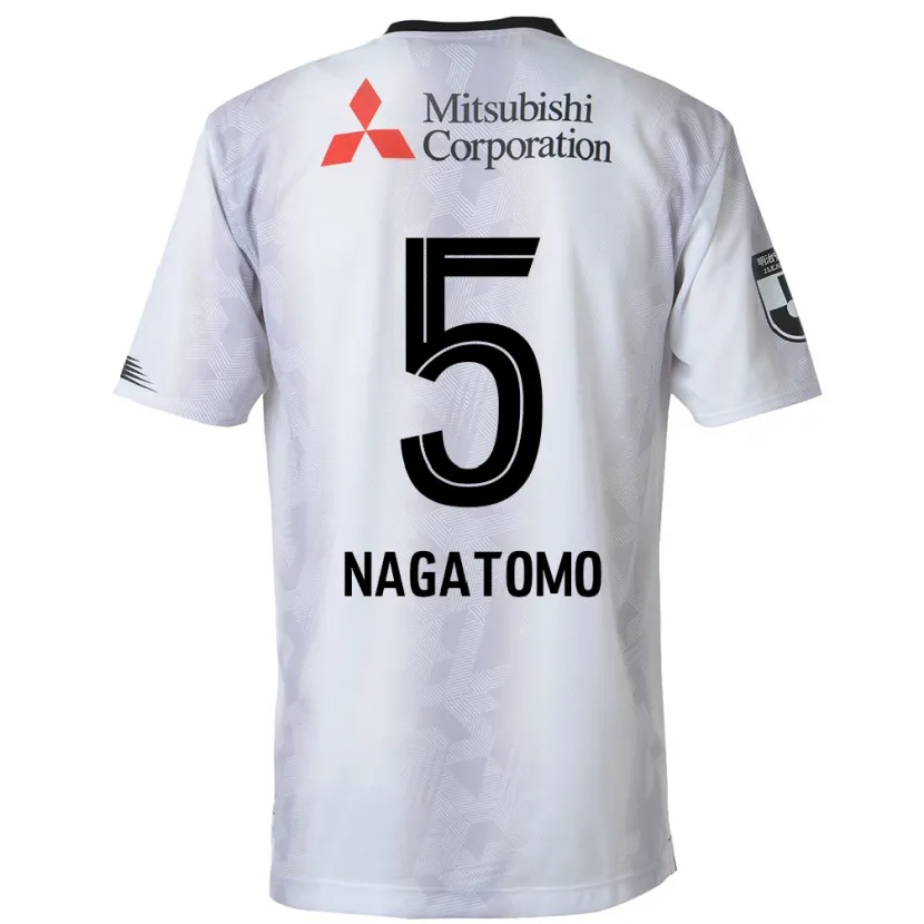 Danxen Niño Camiseta Yuto Nagatomo #5 Blanco Negro 2ª Equipación 2024/25 La Camisa