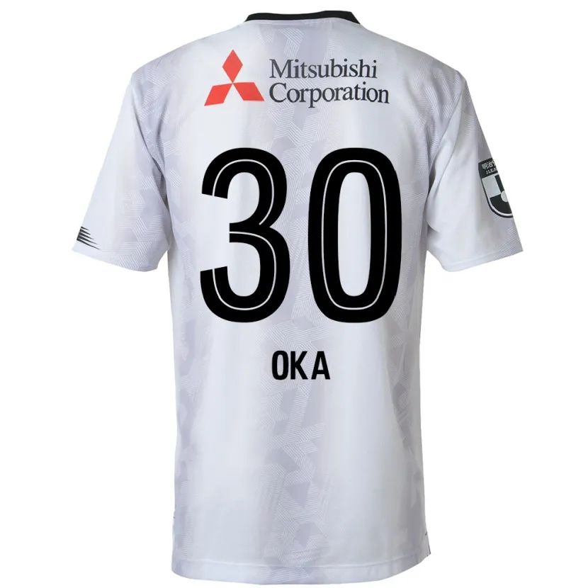 Danxen Niño Camiseta Teppei Oka #30 Blanco Negro 2ª Equipación 2024/25 La Camisa