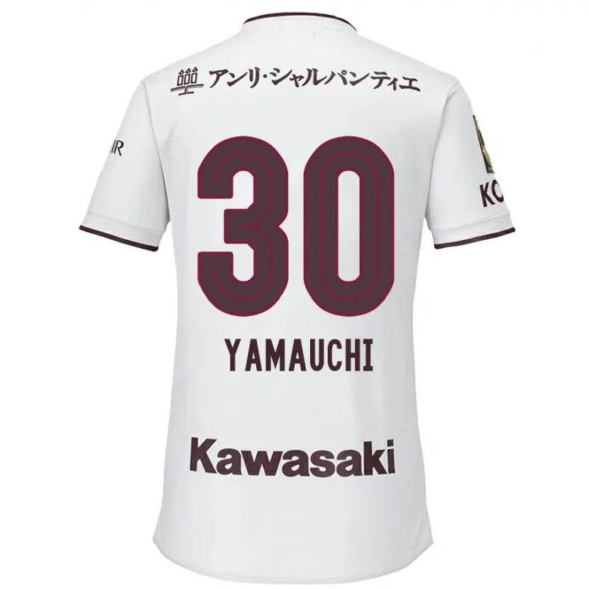 Danxen Niño Camiseta Kakeru Yamauchi #30 Blanco Rojo 2ª Equipación 2024/25 La Camisa