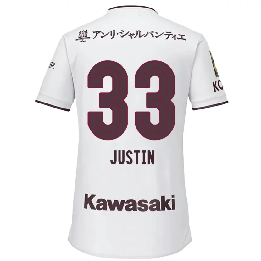 Danxen Niño Camiseta Justin Homma #33 Blanco Rojo 2ª Equipación 2024/25 La Camisa