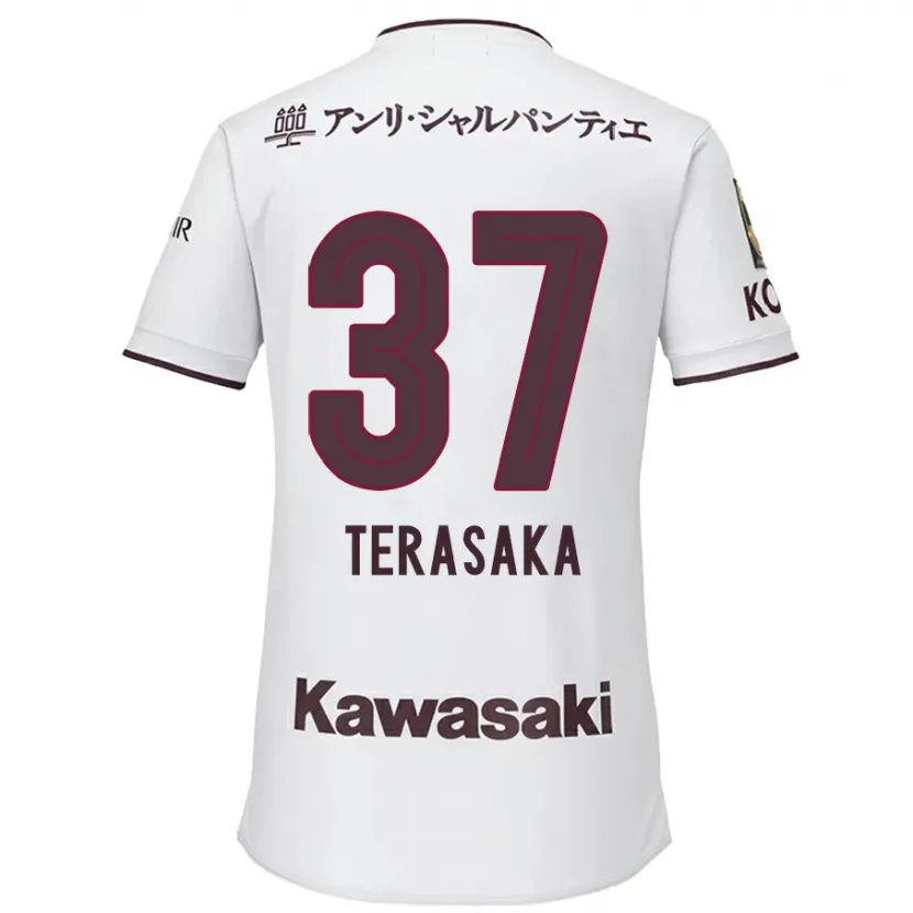 Danxen Niño Camiseta Shogo Terasaka #37 Blanco Rojo 2ª Equipación 2024/25 La Camisa